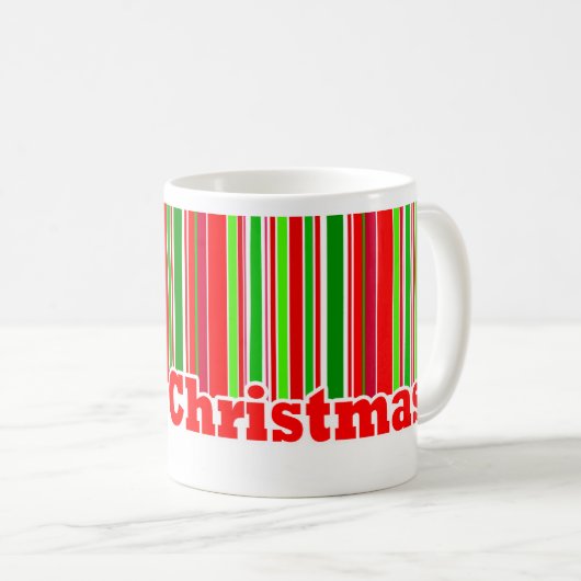 Glückliche Streifen FROHE WEIHNACHT-TASSE Kaffeetasse (VorderseiteRechts)