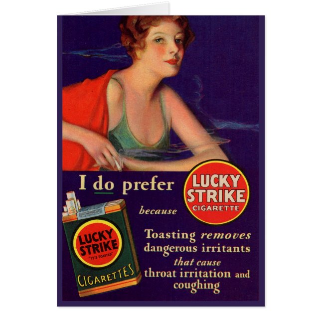 Glückliche Strikes Zigarettenanzeige der 1920er (Vorne)