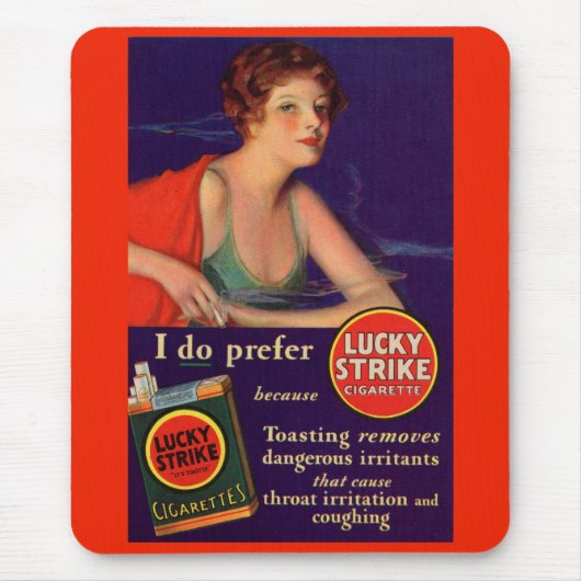 Glückliche Strikes Zigarettenanzeige der 1920er Mousepad (Vorne)