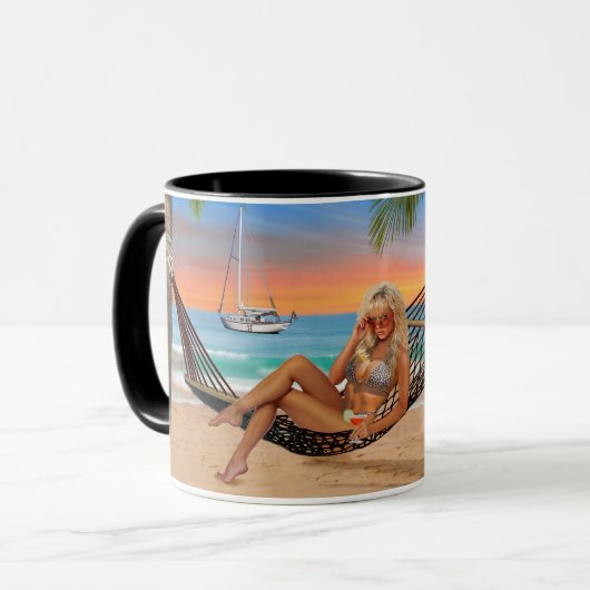 Glückliche Stunde am Strand Tasse (Vorderseite Links)