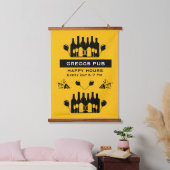 Glückliche Stunde Bar Und Pub Wandteppich Mit Holzrahmen (Schlafzimmer)