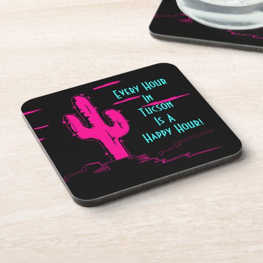 Glückliche Stunde Untersetzerrosa Untersetzer (Linke Seite)