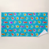 Glückliche Stunden-Retro hawaiische tropische Strandtuch (Vorderseite)