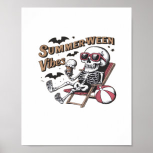 Glückliche Sumerween-Stimmung Skelett-Eis Sommer-H Poster