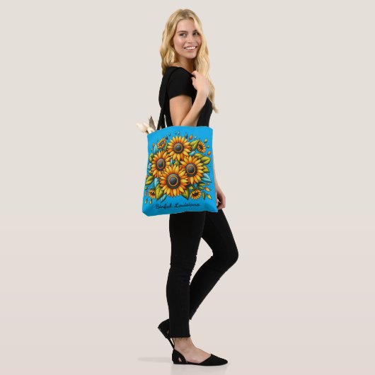 Glückliche "Sumpfspies" Sonnenblumenwelt-Tasche Tasche (Am Model)