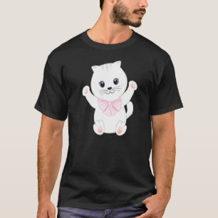 Glückliche süße weiße Katze Kätzchen Tier Haustier T-Shirt