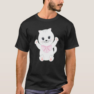 Glückliche süße weiße Katze Kätzchen Tier Haustier T-Shirt