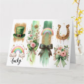 Glückliche Symbole, St. Patrick's Day Grußkarte Karte (Gelbe Blume)