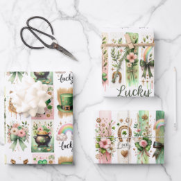 Glückliche Symbole, St. Patrick's Day Wrapping Pap Geschenkpapier Set