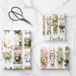 Glückliche Symbole, St. Patrick's Day Wrapping Pap Geschenkpapier Set