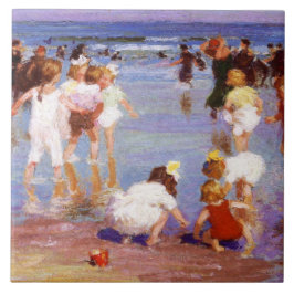 Glückliche Tage am Strand (von E.H. Potthast) Fliese