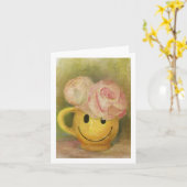 Glückliche Tasse geklappt Grußkarte Karte (Gelbe Blume)