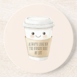Glückliche Tasse Sieh die Sache von der positiven  Getränkeuntersetzer