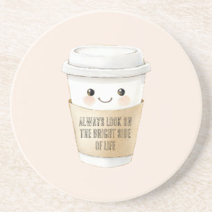 Glückliche Tasse Sieh die Sache von der positiven Getränkeuntersetzer