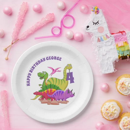 Glückliche Teller zum Geburtstag - Dinosaurier (Party)