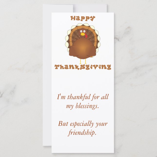 Glückliche Thanksgiving-Cartoon-Truthahnkarten (Vorderseite)