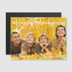 Glückliche Thanksgiving Family Foto Magnet Card