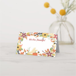 Glückliche Thanksgiving-Tisch Sitzplätze und Grußk Platzkarte