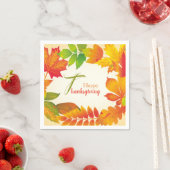 Glückliche Thanksgiving Zitat Herbstlaube Wreath P Serviette (Beispiel)