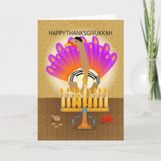 Glückliche Thanksgivukkah die Türkei Karte (Vorderseite)