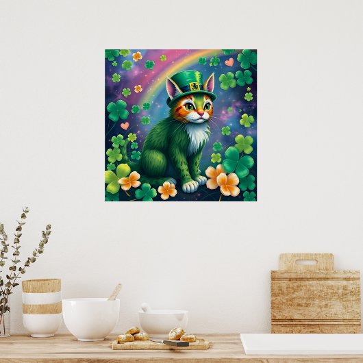 Glückliche Tiere in Tarnung - St. Patrick's Day Fu Poster (Küche)