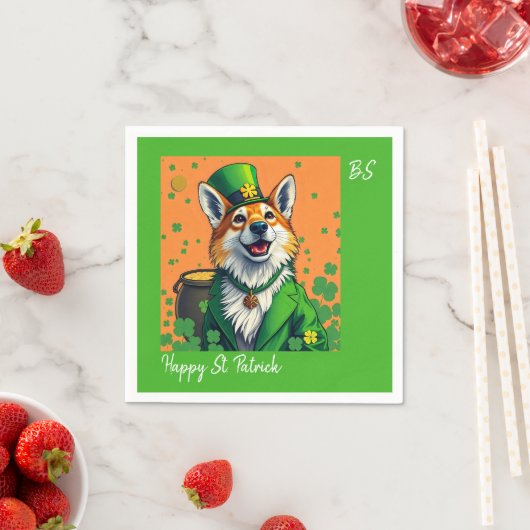 Glückliche Tiere in Tarnung - St. Patrick's Day Fu Serviette (Beispiel)