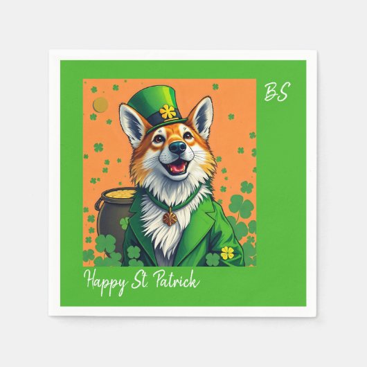 Glückliche Tiere in Tarnung - St. Patrick's Day Fu Serviette (Vorderseite)
