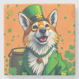 Glückliche Tiere in Tarnung - St. Patrick's Day Fu Steinuntersetzer