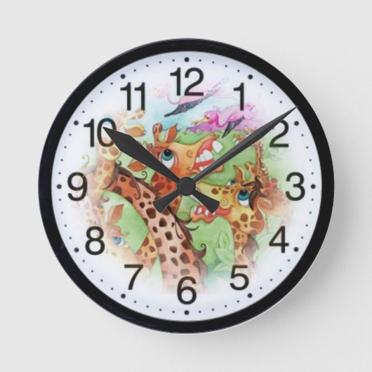 Glückliche Tiere Runde Wanduhr (Vorderseite)