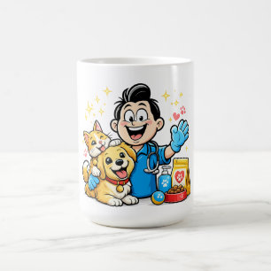 Glückliche Tierpflege Maskottchen Niedliches Tier Kaffeetasse