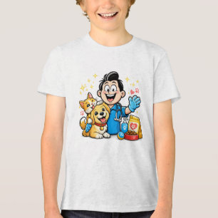 Glückliche Tierpflege Maskottchen Niedliches Tier  Tri-Blend Shirt