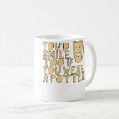 Glückliche Töpferei Kaffeetasse (VorderseiteRechts)