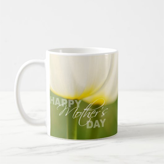 Glückliche Tulpen der Mutter Tages Kaffeetasse (Links)