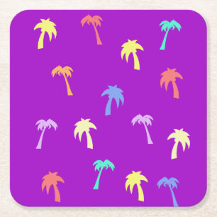 Glückliche und helle Palmen Lila Untersetzer