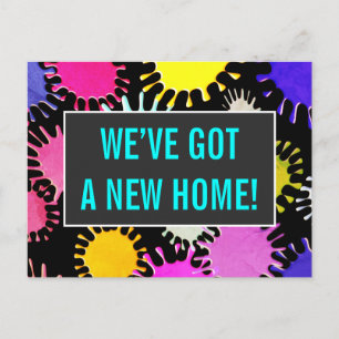 Glückliche und lustige New Home Postkarte
