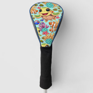 Glückliche und niedliche Meeresschildkröten-Baby-F Golf Headcover