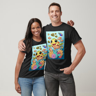 Glückliche und niedliche Meeresschildkröten-Baby-F T-Shirt