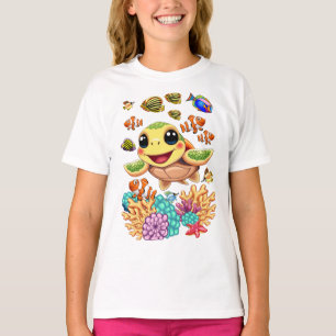 Glückliche und niedliche Meeresschildkröten-Baby-F T-Shirt
