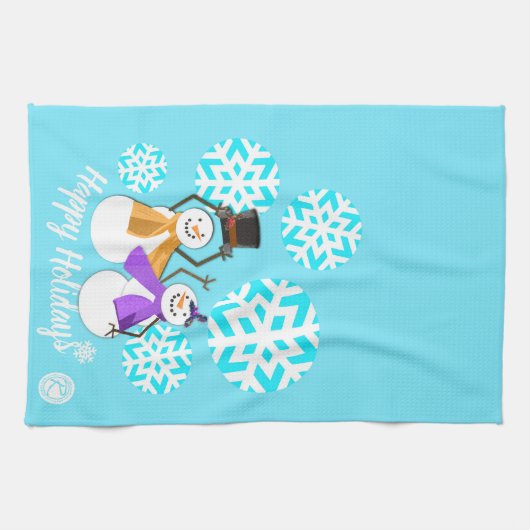 GLÜCKLICHE URLAUB : Winterfreunde Geschirrtuch (Horizontal)