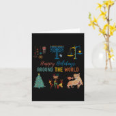 Glückliche Urlaubstage rund um die Welt Multikultu Karte (Gelbe Blume)