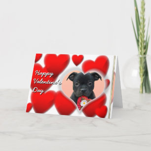 Glückliche Valentiner-Bullterenkarte Staffordshire Feiertagskarte