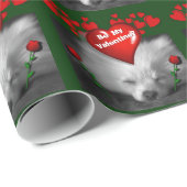 Glückliche Valentines-niedlicher Spitz, Herzen und Geschenkpapier (Rolleneckpunkt)