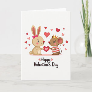 Glückliche Valentins-Bunny-Maus-Karte Karte