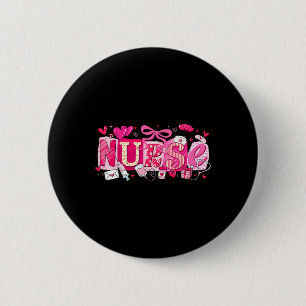 Glückliche Valentins-Krankenschwester Kokette Schl Button