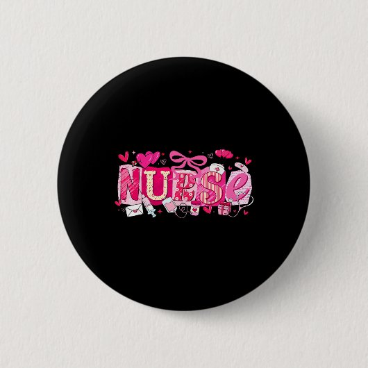 Glückliche Valentins-Krankenschwester Kokette Schl Button (Vorderseite)