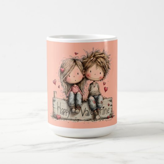 Glückliche Valentinsbank-Duo Kaffeetasse (Mittel)