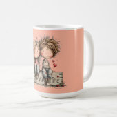 Glückliche Valentinsbank-Duo Kaffeetasse (VorderseiteRechts)