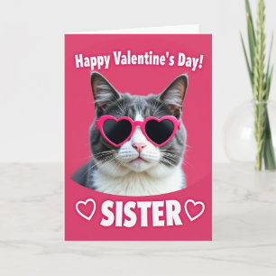 Glückliche Valentinskatze Schwester Karte