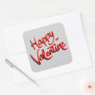 Glückliche Valentinstag-Aufkleber für Karten und G Quadratischer Aufkleber