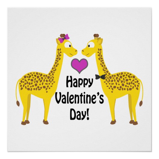 Glückliche Valentinstag-Giraffen Poster (Vorderseite)